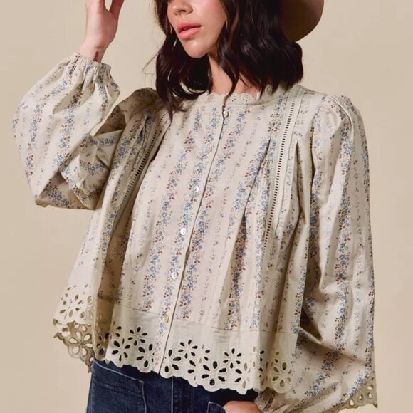 SO ME Floral Print Lace Button Down Shirt - Picture 12 of 16